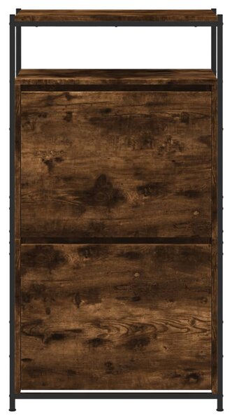 Füstös tölgy színű szerelt fa cipőszekrény 60x34x112 cm