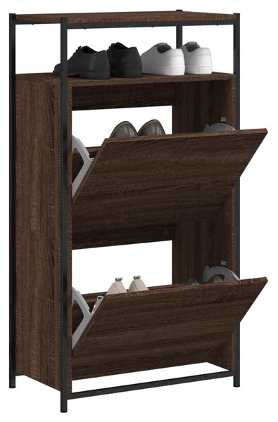 Barna tölgyszínű szerelt fa cipősszekrény 60x34x112 cm
