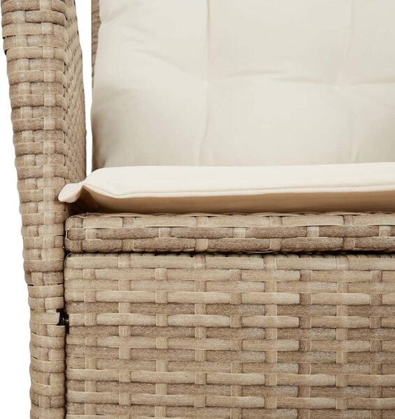 Bézs polyrattan dönthető kerti szék párnákkal