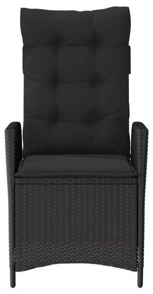 Fekete polyrattan dönthető kerti szék párnával