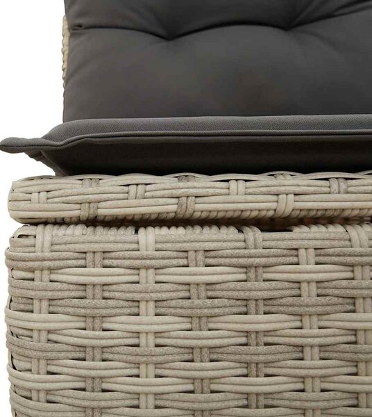 Világosszürke polyrattan kerti sarokkanapé párnával