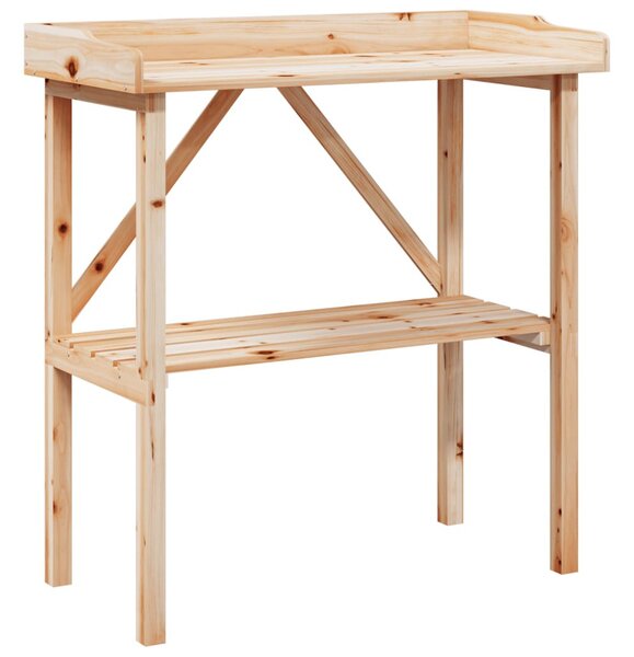 Tömör fenyőfa növénytartó asztal polccal 78x38x82,5 cm
