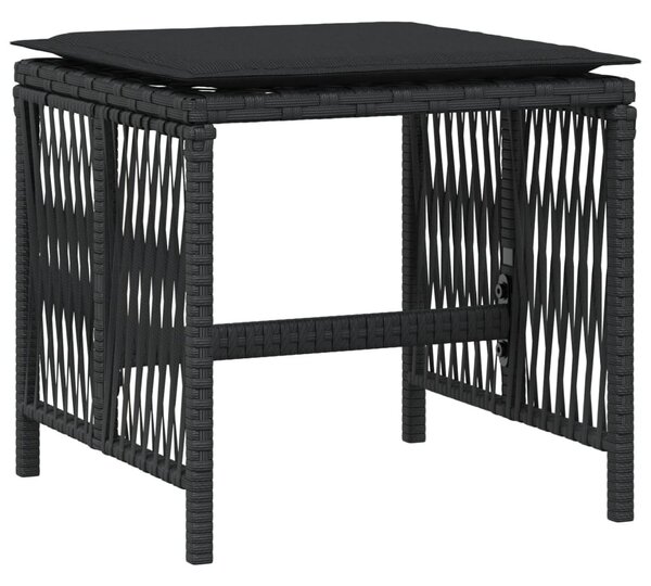 4 db fekete polyrattan kerti szék párnával 41 x 41 x 36 cm
