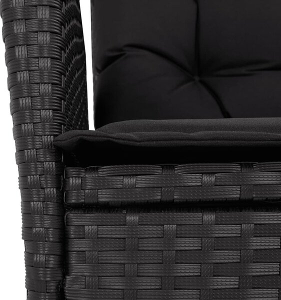 Fekete polyrattan dönthető kerti szék párnával