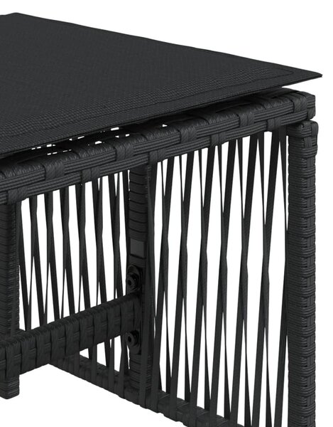 4 db fekete polyrattan kerti szék párnával 41 x 41 x 36 cm