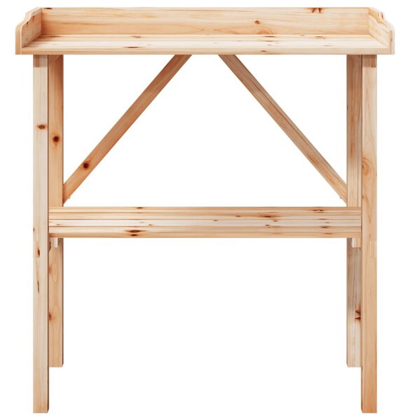 Tömör fenyőfa növénytartó asztal polccal 78x38x82,5 cm