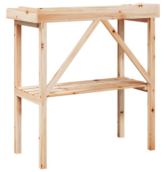Tömör fenyőfa növénytartó asztal polccal 78x38x82,5 cm