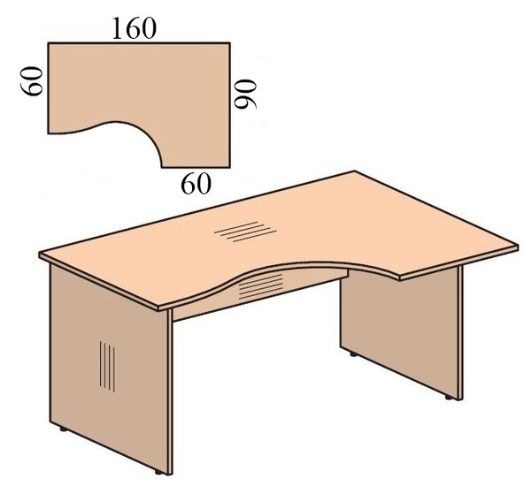 Impress ergonomikus asztal 160 x 90 cm, jobb, fehér