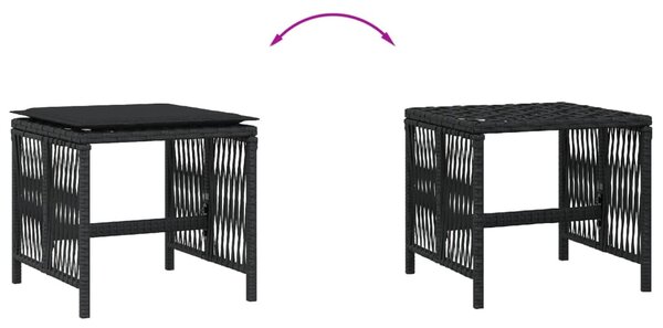 4 db fekete polyrattan kerti szék párnával 41 x 41 x 36 cm