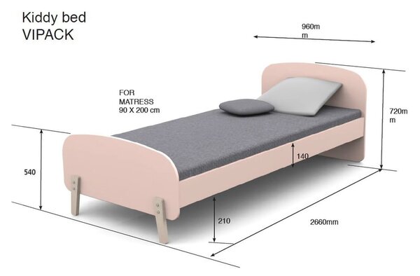 Kiddy fehér gyerekágy, 90 x 200 cm - Vipack