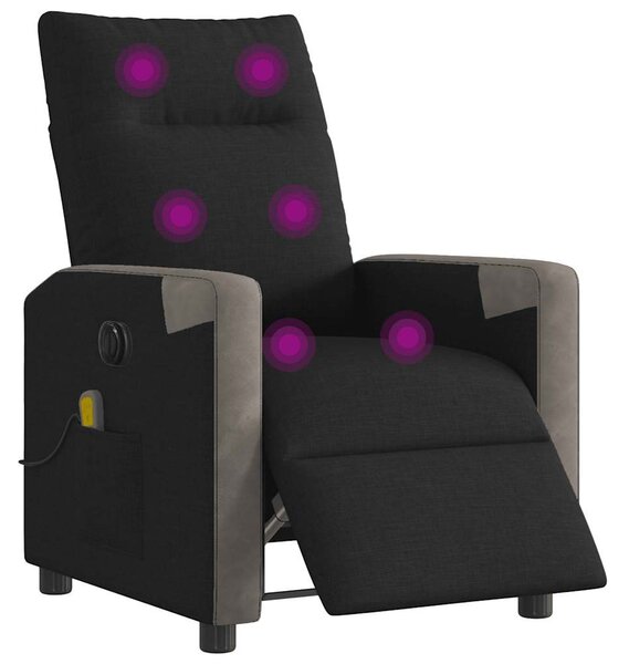 Fekete szövet elektromos dönthető masszázsfotel