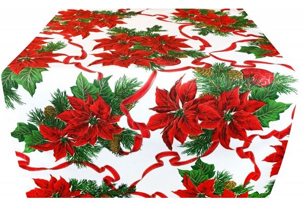 Karácsonyi futó Karácsonyi Rózsa fehér 50x150 cm Made in Italy