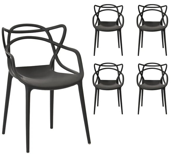 Modern Split szék - fekete szett x4