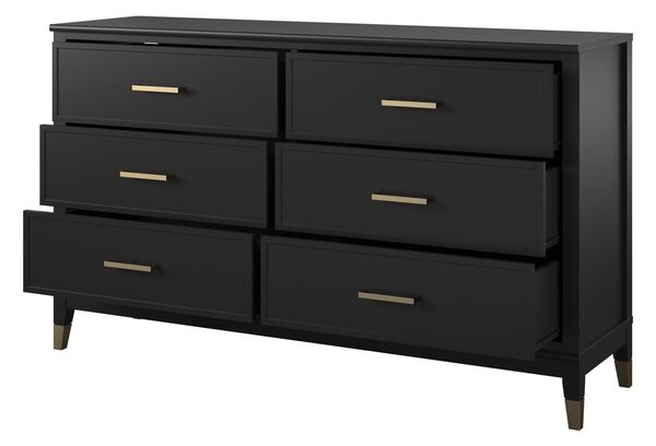 Westerleigh fekete komód, 144 x 85 cm - CosmoLiving by Cosmopolitan