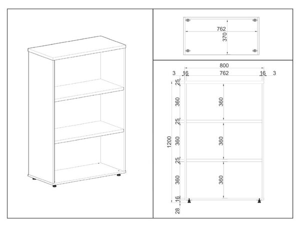 SimpleOffice közepes szekrény 80 x 40 x 120 cm, szürke