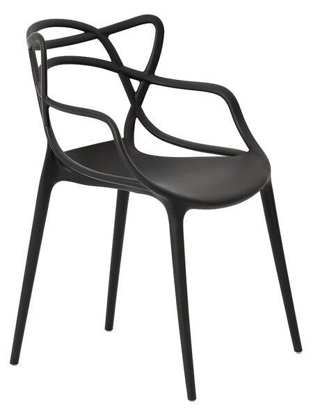 Modern, osztott szék, fekete - 3 darabos szett