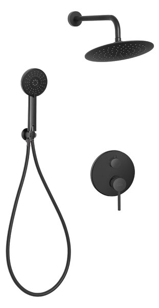 Invena Dafni, rejtett zuhanygarnitúra kézi és fejzuhannyal 25 cm, fekete matt, INV-BS-88-014-A