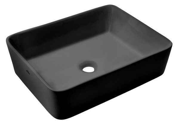 Invena Paro, kerámia munkalap mosogató 47,5x37,5x14,5 cm, fekete matt, INV-CE-36-005-C