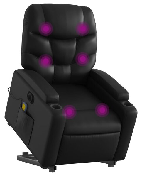 Elektromos fekete műbőr felállást segítő dönthető masszázsfotel