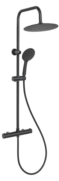 Invena Trend, Trend termosztatikus zuhanycsaptelep felső esőzuhannyal Musta 25cm, fekete matt, INV-AU-84-004-X