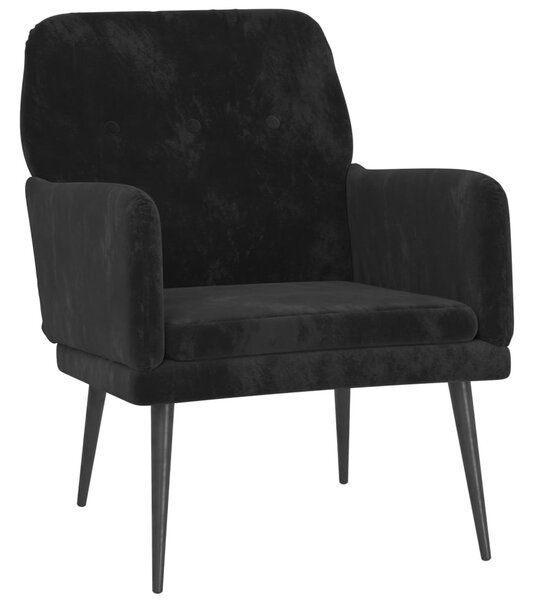 Fekete bársonyfotel 62x79x79 cm