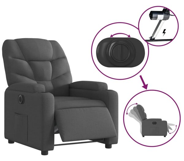 Fekete szövet elektromos dönthető fotel