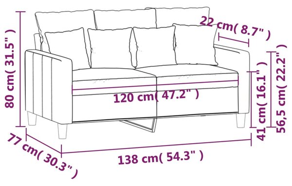 Kétszemélyes sárga bársony kanapé 120 cm