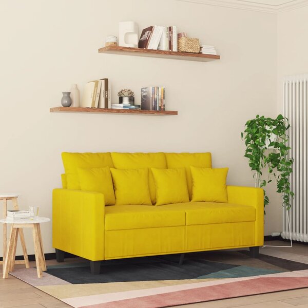 Kétszemélyes sárga bársony kanapé 120 cm
