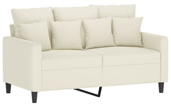 Kétszemélyes krémszínű bársony kanapé 120 cm