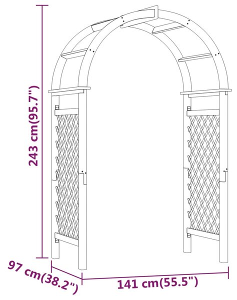 Impregnált tömör fenyőfa rácsos boltív 141 x 97 x 243 cm