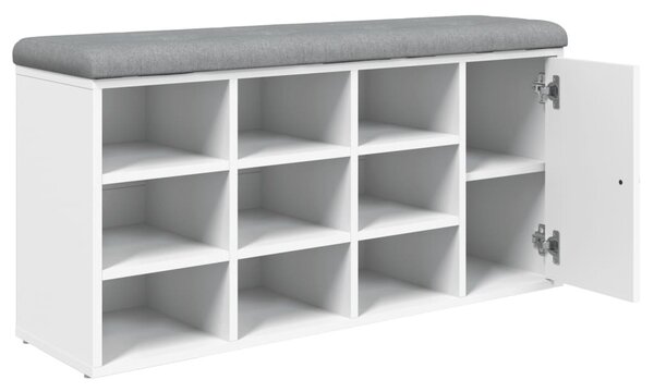 Fehér szerelt fa cipőtároló pad 102 x 32 x 50 cm