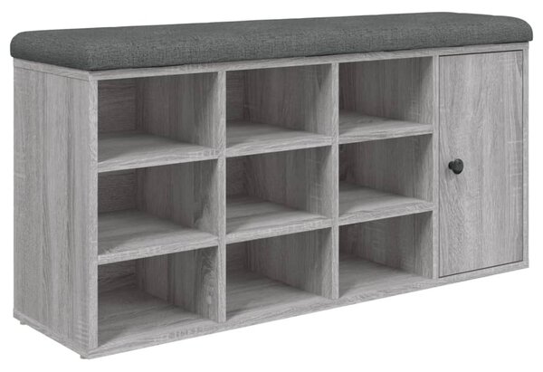 Szürke sonoma színű szerelt fa cipőtároló pad 102 x 32 x 50 cm
