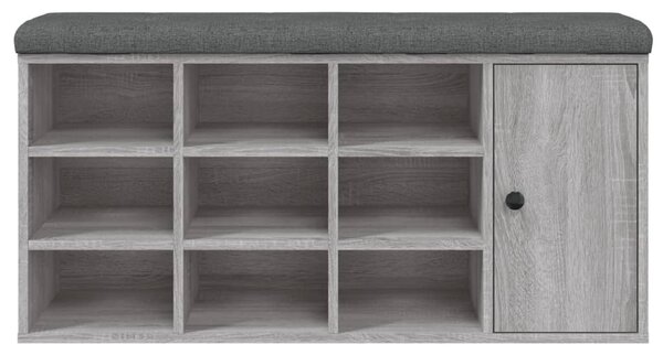 Szürke sonoma színű szerelt fa cipőtároló pad 102 x 32 x 50 cm