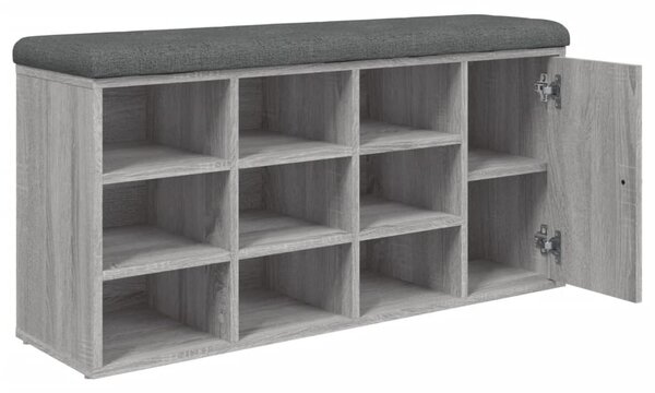 Szürke sonoma színű szerelt fa cipőtároló pad 102 x 32 x 50 cm
