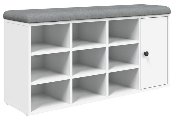 Fehér szerelt fa cipőtároló pad 102 x 32 x 50 cm
