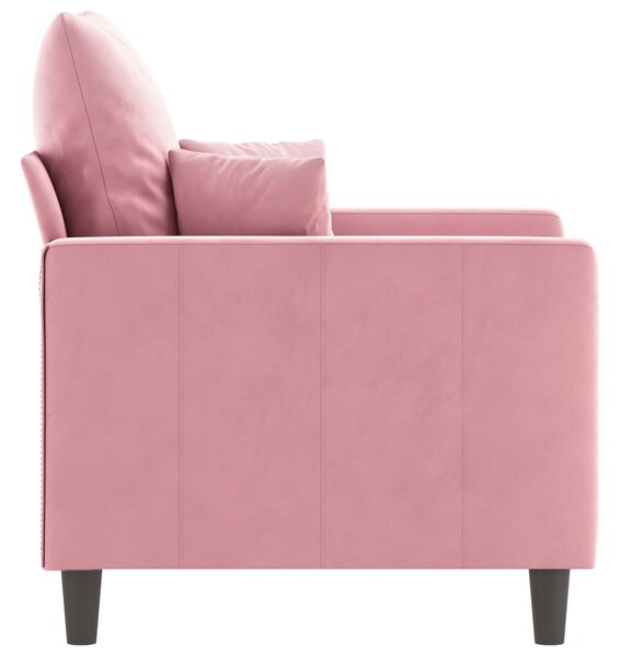 Rózsaszín bársony kanapéfotel 60 cm