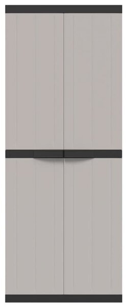 Szürke és fekete PP kültéri tárolószekrény 65 x 37 x 165 cm