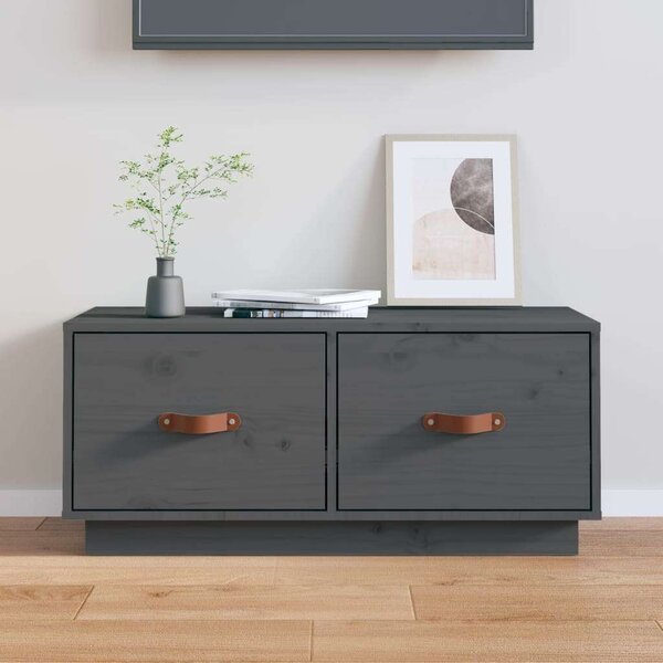 VidaXL szürke tömör fenyőfa TV-szekrény 80 x 34 x 35 cm