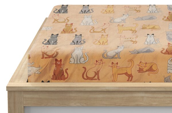 Mikroplüss lepedő COLORED CATS 90x200 cm krémszínű