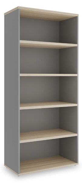 SimpleOffice magas szekrény 80 x 40 x 180 cm, világos tölgy / szürke