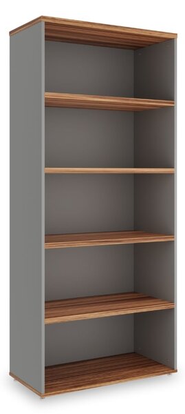 SimpleOffice magas szekrény 80 x 40 x 180 cm, dió / szürke