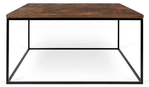 Gleam barna dohányzóasztal fekete lábakkal, 75 x 75 cm - TemaHome