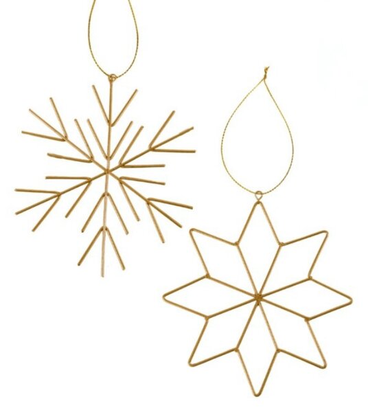 2 db karácsonyi dísz GOLDEN SNOW fémből, 11,5 cm, arany