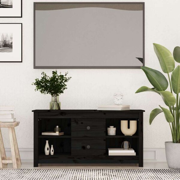 VidaXL fekete tömör fenyőfa TV-szekrény 103 x 36,5 x 52 cm