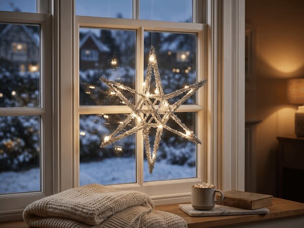 Karácsonyi csillag STARLIGHT LED világítással 30 cm, ezüst