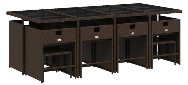 13 részes barna polyrattan kerti ülőgarnitúra párnákkal