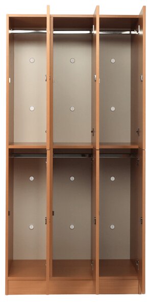Visio fa szekrény - 6 doboz, 90 x 45 x 185 cm, hengeres zár, bükkfa