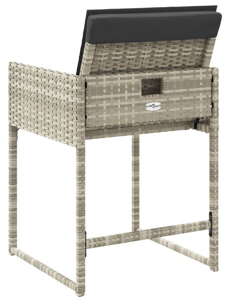 4 db világosszürke polyrattan kerti szék párnával