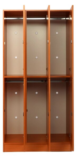 Visio fa szekrény - 6 doboz, 90 x 45 x 185 cm, hengerzár, cseresznye