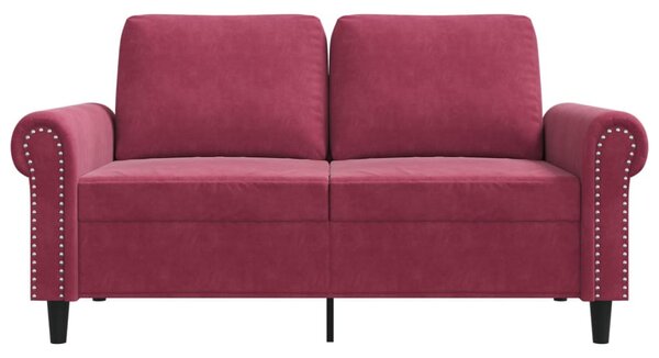Kétszemélyes bordó bársony kanapé 120 cm